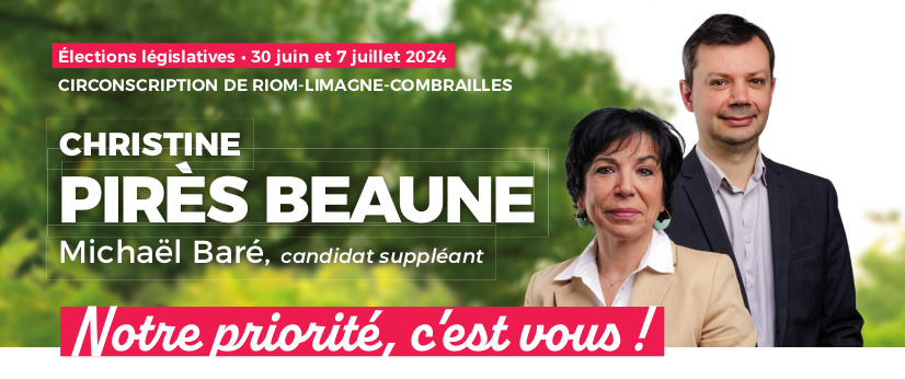 Christine PIRES BEAUNE candidate pour le Nouveau Front Populaire, 2ème circonscription du Puy-de-Dôme, Élections législatives 2024