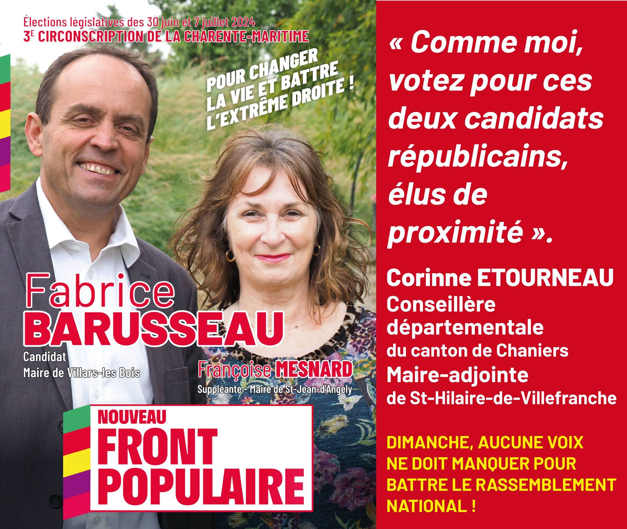 Fabrice BARUSSEAU candidat pour le Nouveau Front Populaire, 3ème circonscription de la Charente-Maritime, Élections législatives 2024