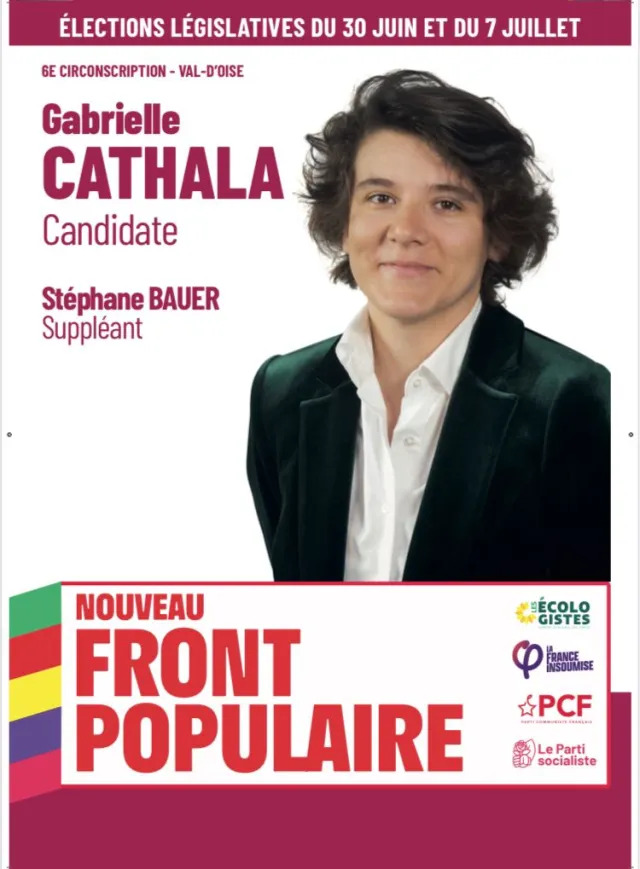 Gabrielle CATHALA candidate pour le Nouveau Front Populaire, 6ème circonscription du Val-d'Oise