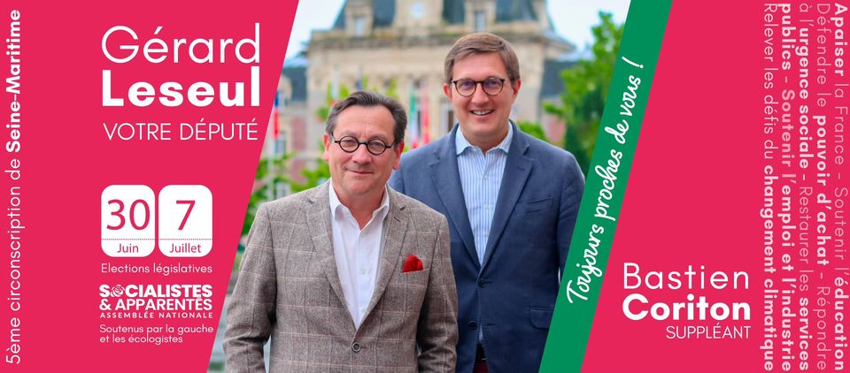 Gérard LESEUL candidat pour le Nouveau Front Populaire, 5ème circonscription de la Seine-Maritime, Élections législatives 2024