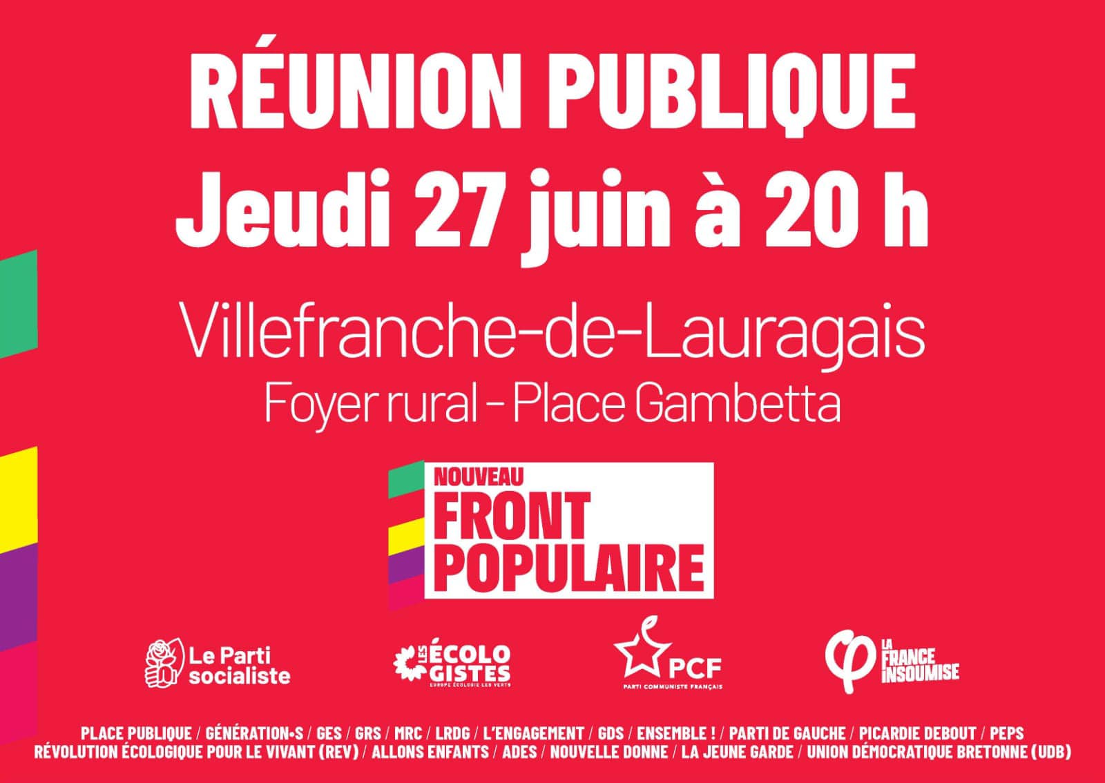 Jacques Oberti Lison Gleyses vous donnent rendez-vous le jeudi 27 juin à 20h à Villefranche-de-Lauragais pour notre première réunion publique !