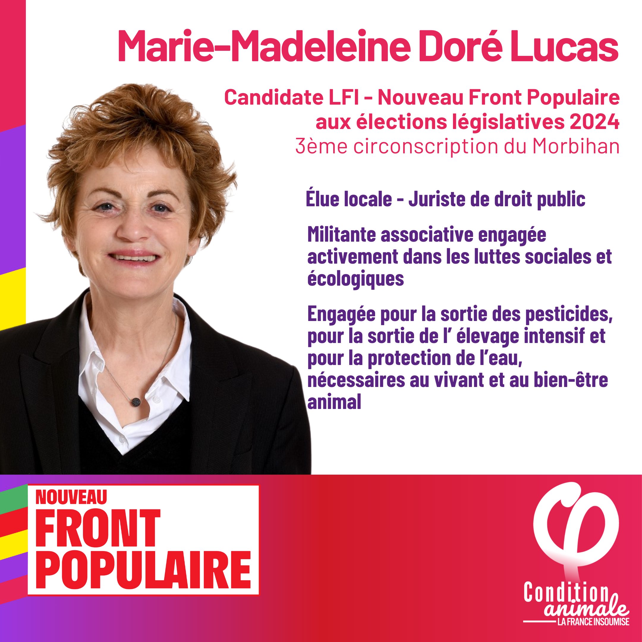 Marie-Madeleine DORE-LUCAS candidate pour le Nouveau Front Populaire, 3ème circonscription du Morbihan